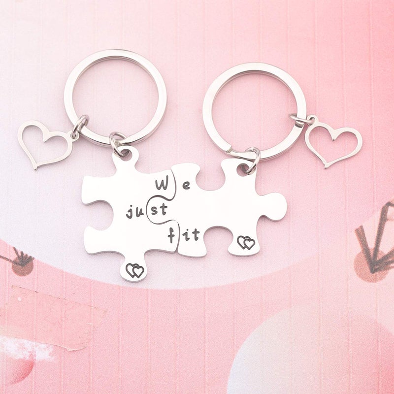 MYOSPARK We Just Fit Puzzle Piece Keychain Set Best Friend Keychain Couple Keychain His and Her Gift BFF Gift (we just fit keychain set) - Image 2